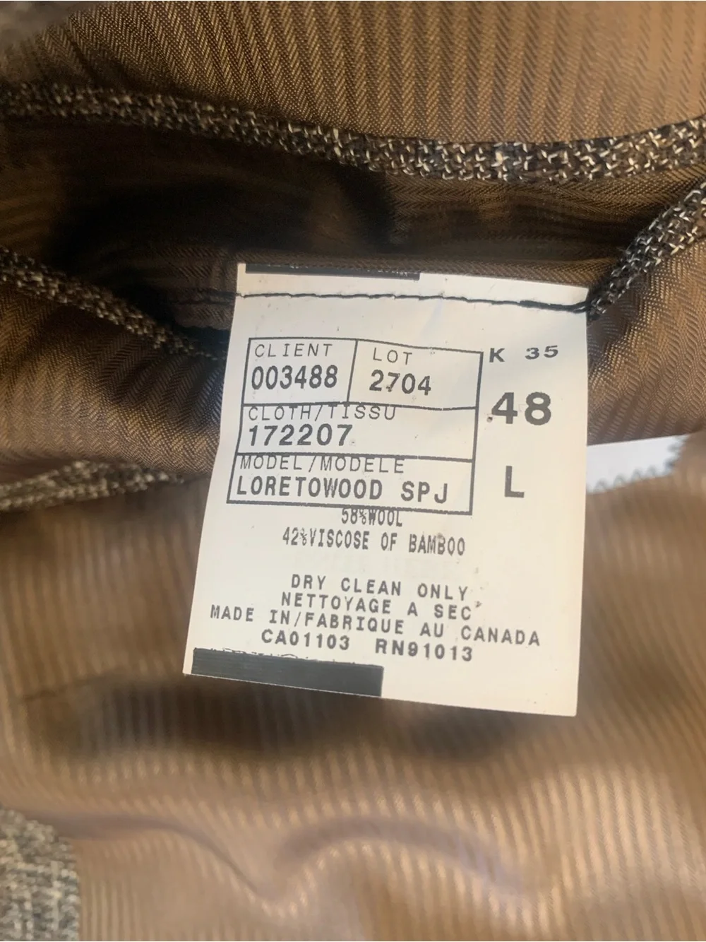 Jack Victor Collection Sport Coat Blazer 48L Wool Bamboo Brown Made in Canada - Picture 4 of 6